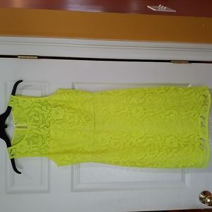 J Crew Floral Sheath Dress. Bright Neon Yellow. Sleeveless